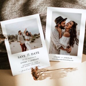 Boho Save the Date Card – Minimalist Photo Wedding Announcement with Elegant Design