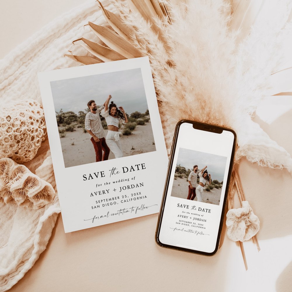 Boho Save the Date Card – Minimalist Photo Wedding Announcement with Elegant Design - Image 3
