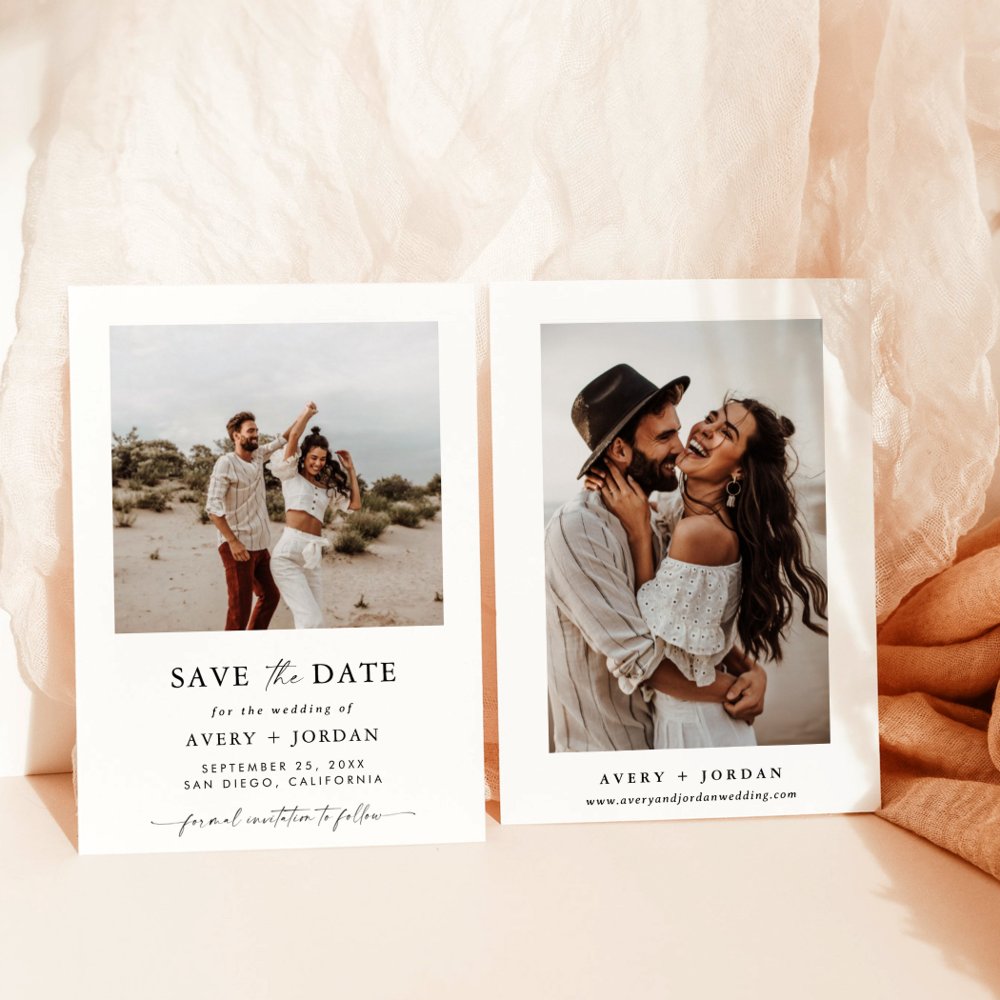 Boho Save the Date Card – Minimalist Photo Wedding Announcement with Elegant Design - Image 4