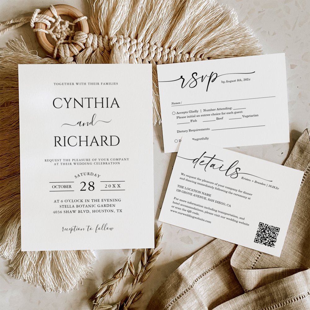 Simple Minimalist Wedding RSVP Card – Handwritten Script Style for Elegant Invitations