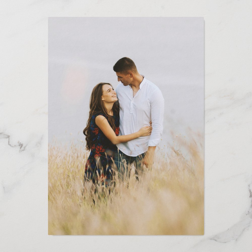 Rustic Wood Country Wedding Invitation – Foil Accent Photo Card for Barn or Outdoor Weddings - Image 2