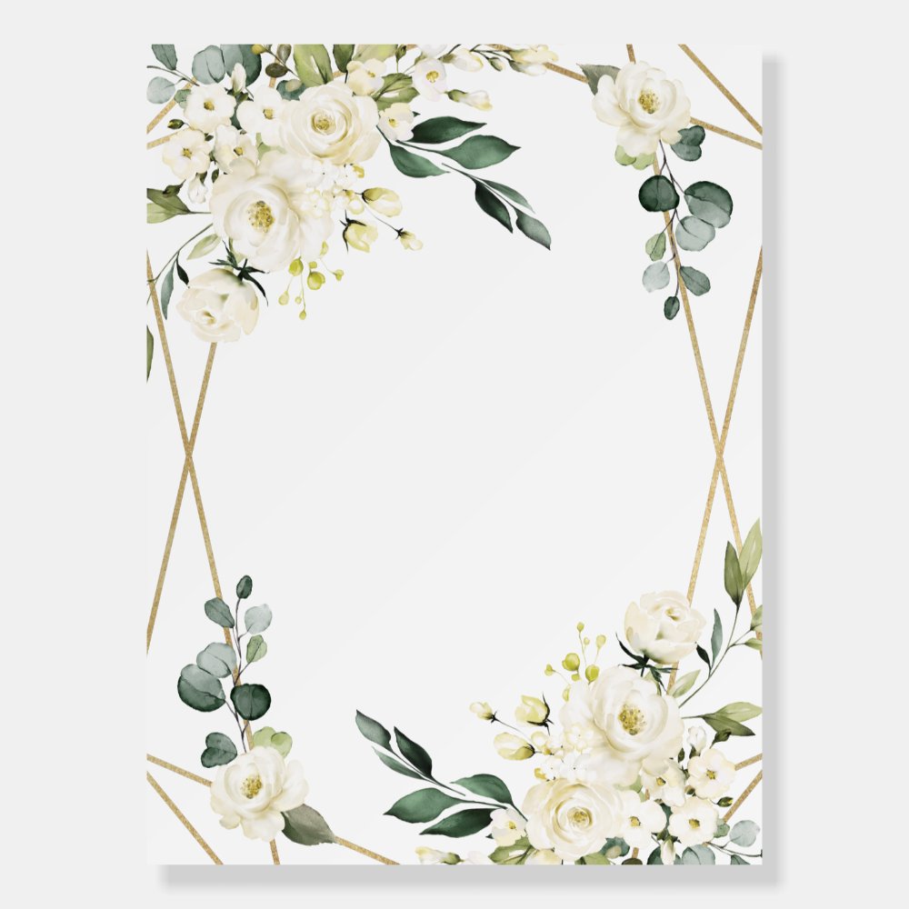 Welcome to Our Wedding Floral Gold Geometric Sign with Elegant Botanical Design - Image 3